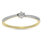 Anillo de Plata Bañada en Oro con Diamante blanco y Zircón Blanco
