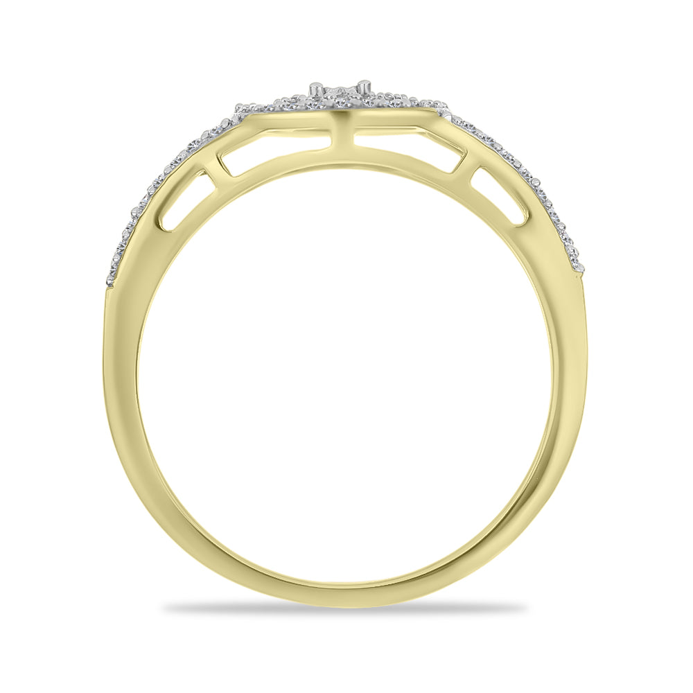 Anillo de Plata Bañada en Oro con Diamante blanco y Zircón Blanco 2 