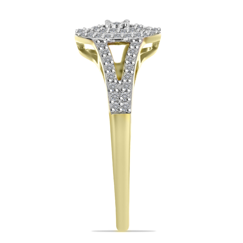 Anillo de Plata Bañada en Oro con Diamante blanco y Zircón Blanco 4 
