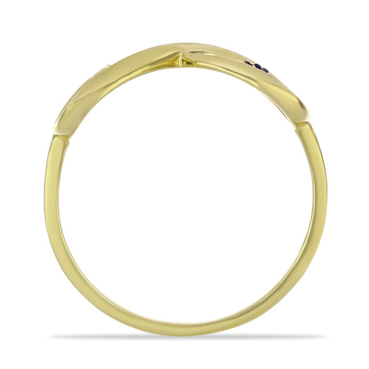 Anillo de Plata Bañada en Oro con Diamante Azul