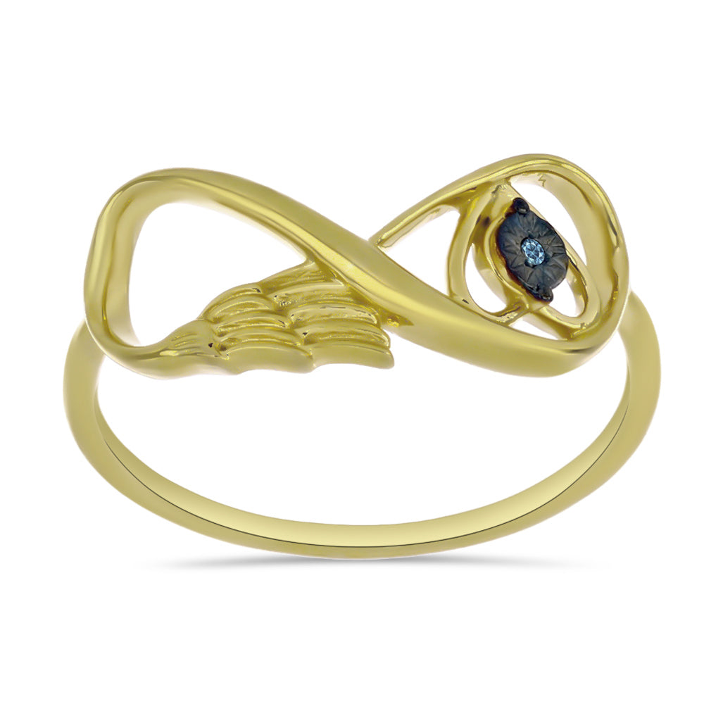 Anillo de Plata Bañada en Oro con Diamante Azul 3 