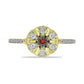 Anillo de Plata Bañada en Oro con Diamante Rojo y Zircón Blanco