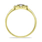 Anillo de Plata Bañada en Oro con Diamante Rojo y Zircón Blanco