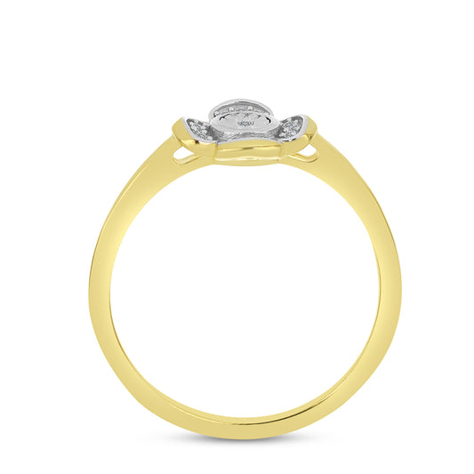 Anillo de Plata Bañada en Oro con Diamante blanco y Zircón Blanco