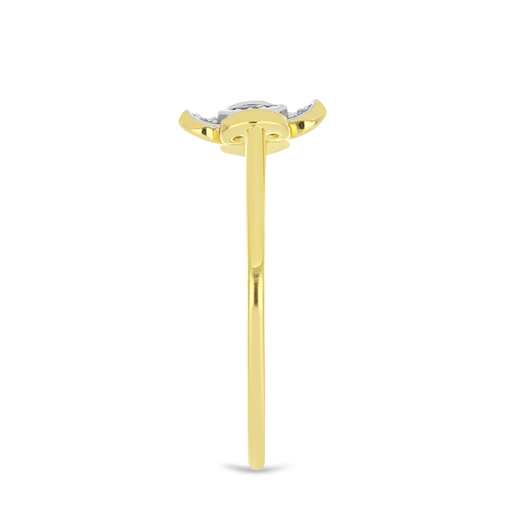 Anillo de Plata Bañada en Oro con Diamante blanco y Zircón Blanco 4 