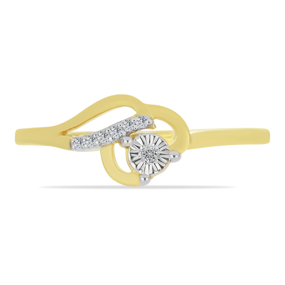 Anillo de Plata Bañada en Oro con Diamante blanco y Zircón Blanco 1 