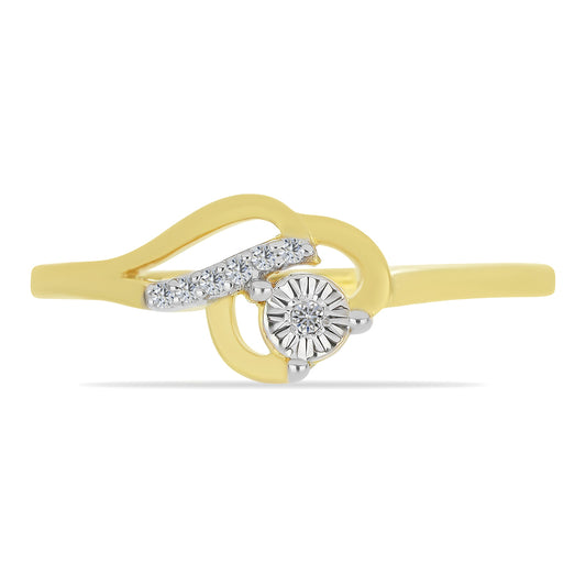 Anillo de Plata Bañada en Oro con Diamante blanco y Zircón Blanco