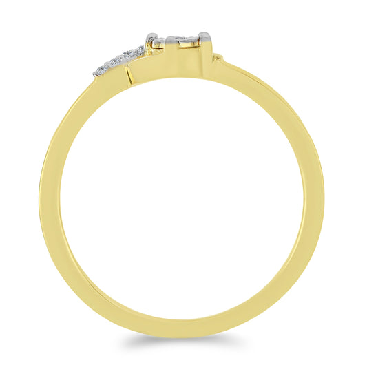 Anillo de Plata Bañada en Oro con Diamante blanco y Zircón Blanco