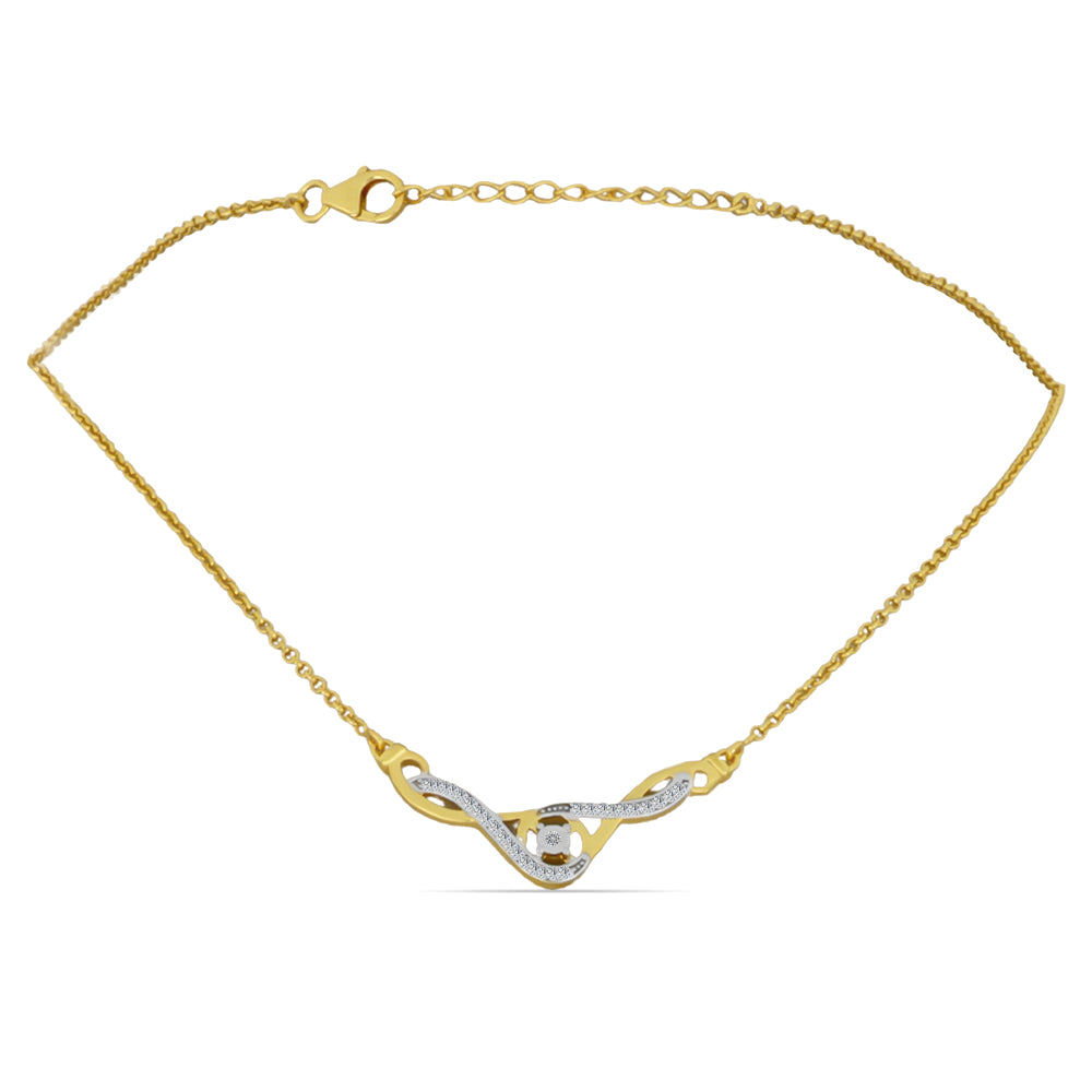 Collar de Plata Bañada en Oro con Diamante blanco y Zircón Blanco 1 