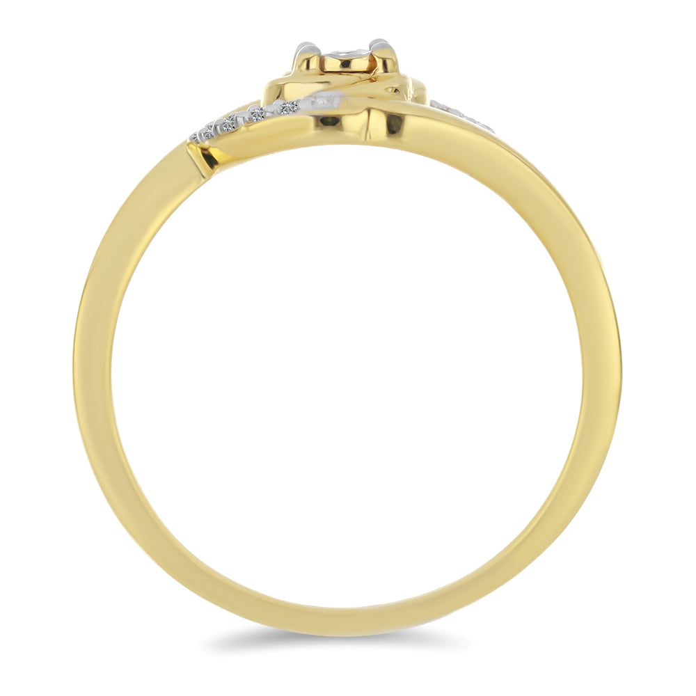 Anillo de Plata Bañada en Oro con Diamante blanco y Zircón Blanco