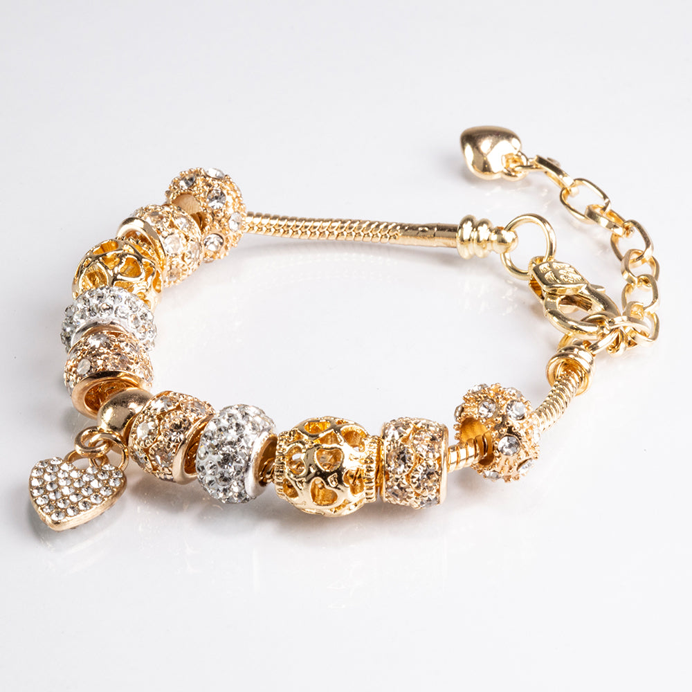Pulsera de Aleación Bañado en Oro con Cristal Emporia® Blanco 2 