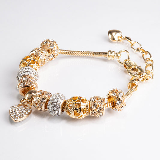Pulsera de Aleación Bañado en Oro con Cristal Emporia® Blanco