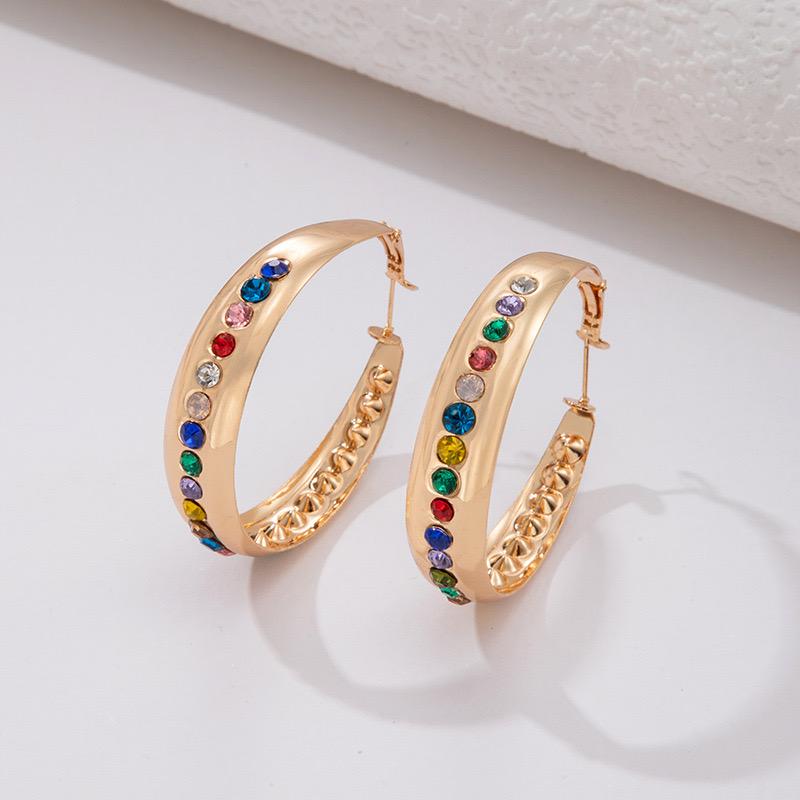 Pendientes de Aleación Bañado en Oro con Cristal Emporia® Rojo y Cristal Emporia® Azul 1 