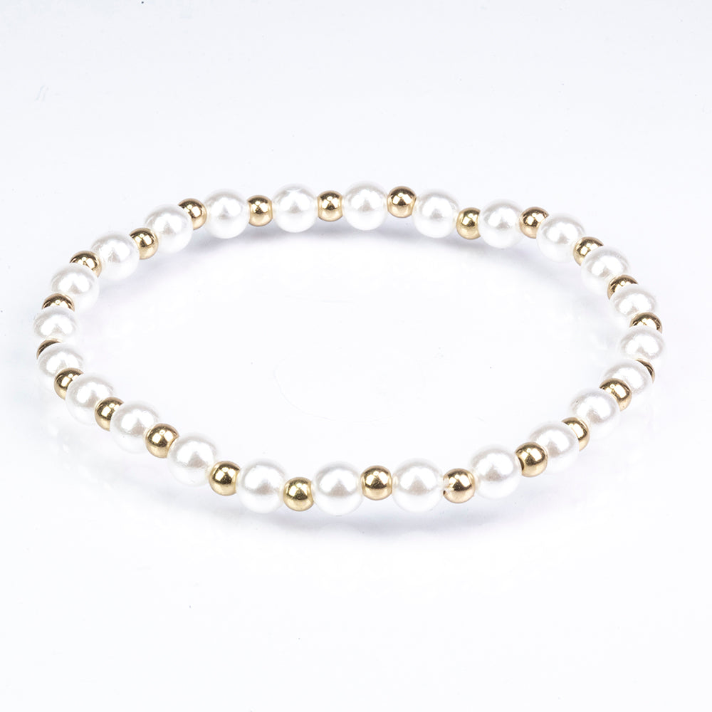 Conjunto de Aleación Bañado en Oro con Perla de cristal y Cristal Emporia® Blanco ( Pulsera )