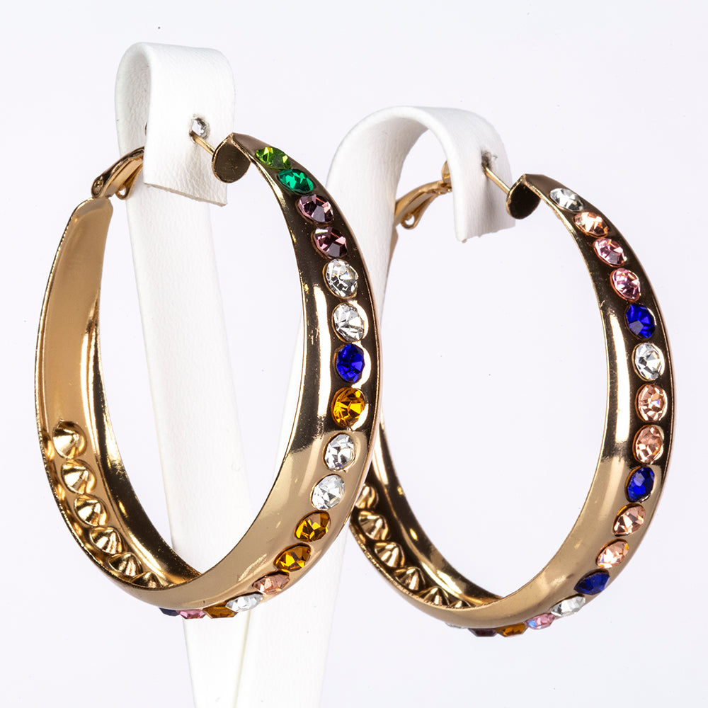 Pendientes de Aleación Bañado en Oro con Cristal Emporia® Rojo y Cristal Emporia® Azul 3 