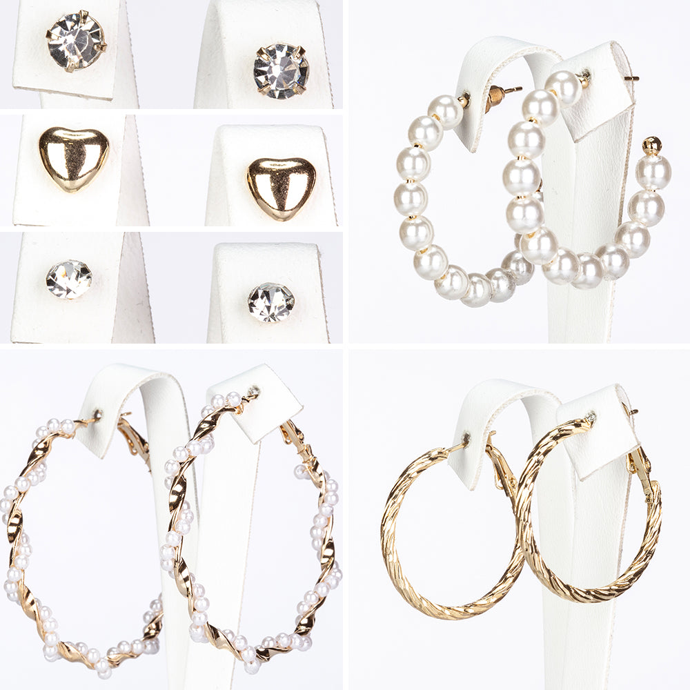 Conjunto de Aleación Bañado en Oro con Perla de cristal y Cristal Emporia® Blanco ( Pendientes ) 1 