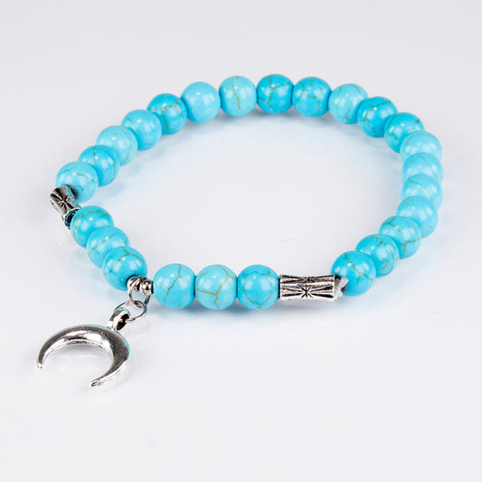 Conjunto de Aleación Bañado en Oro con Turquesa ( Collar +Pulsera )