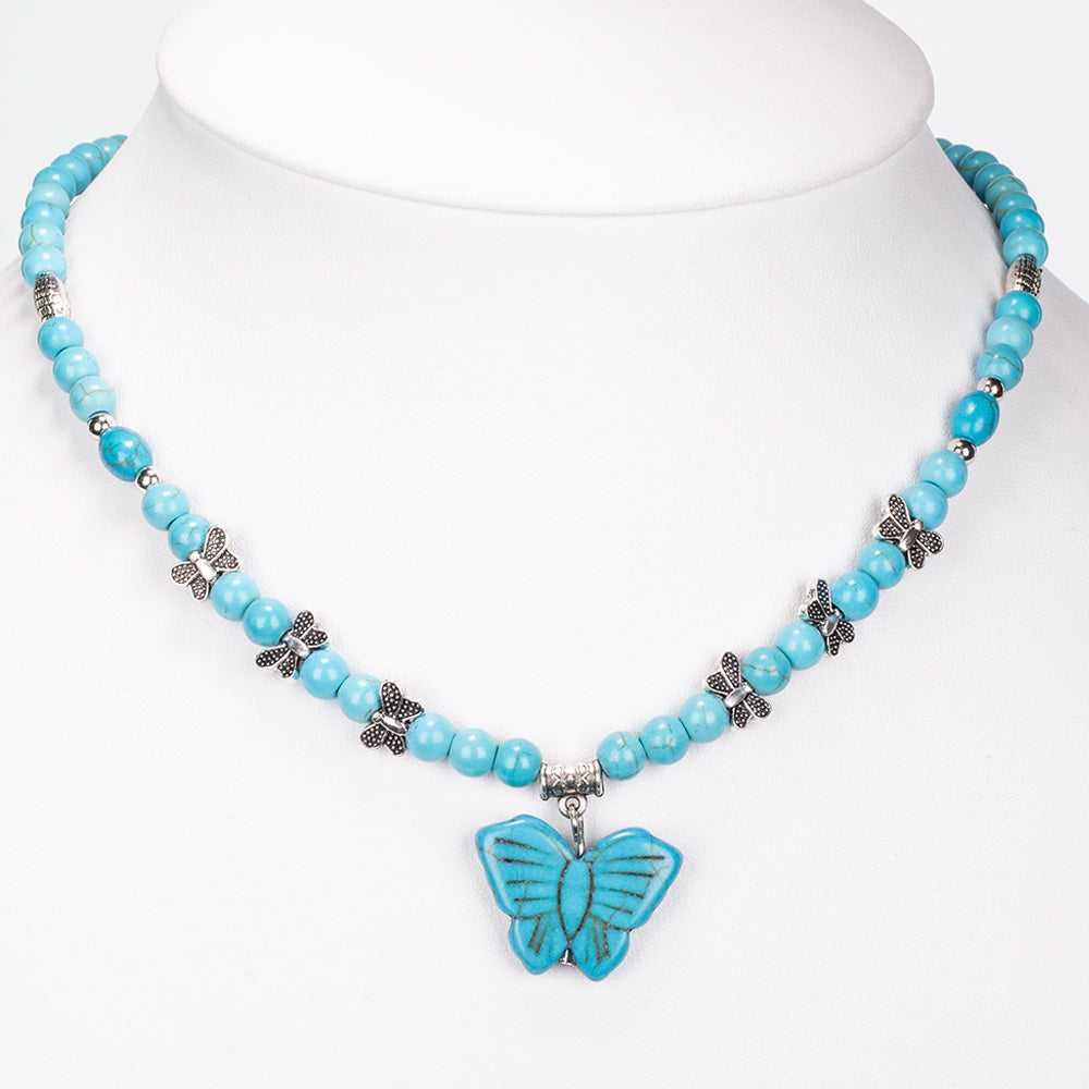 Conjunto de Aleación Bañado en Oro con Turquesa ( Collar +Pulsera ) 3 