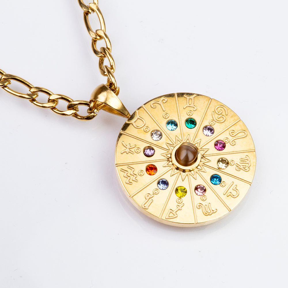 Collar de Aleación Bañado en Oro con Ojo de Tigre ( Collar +Colgante ) 1 