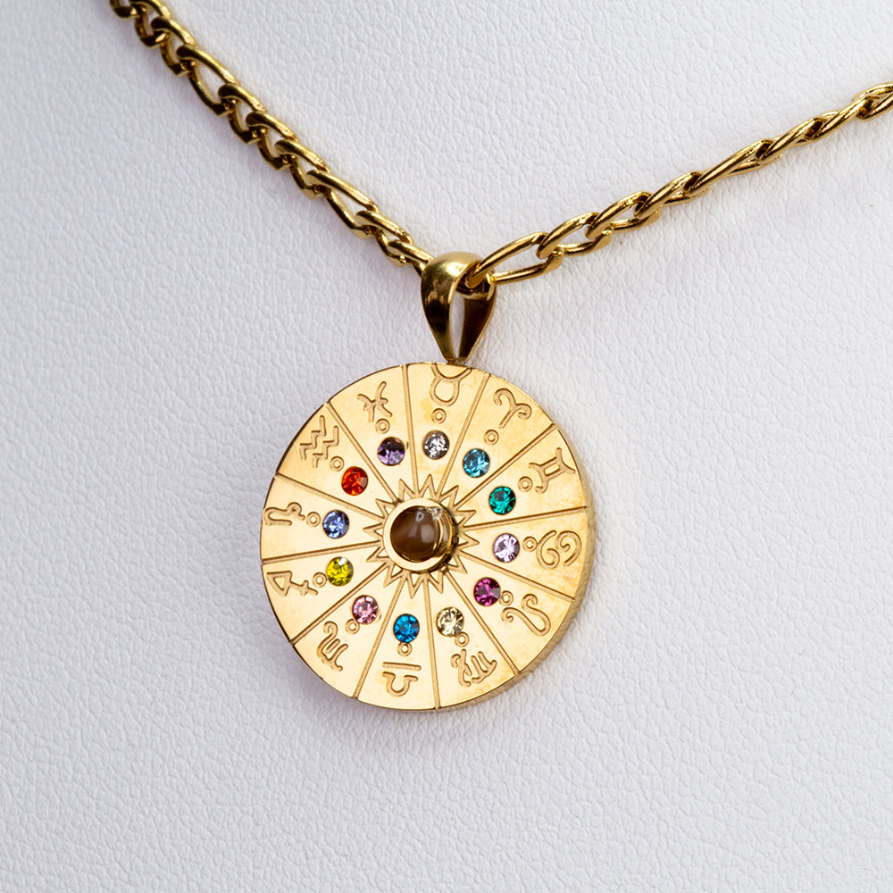 Collar de Aleación Bañado en Oro con Ojo de Tigre ( Collar +Colgante ) 2 