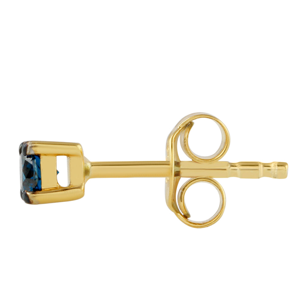 Pendientes de Plata Bañada en Oro con Diamante Azul 2 