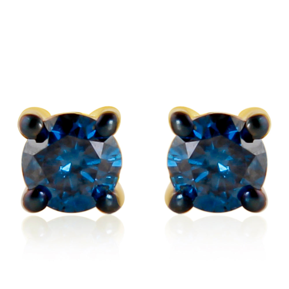 Pendientes de Plata Bañada en Oro con Diamante Azul 1 