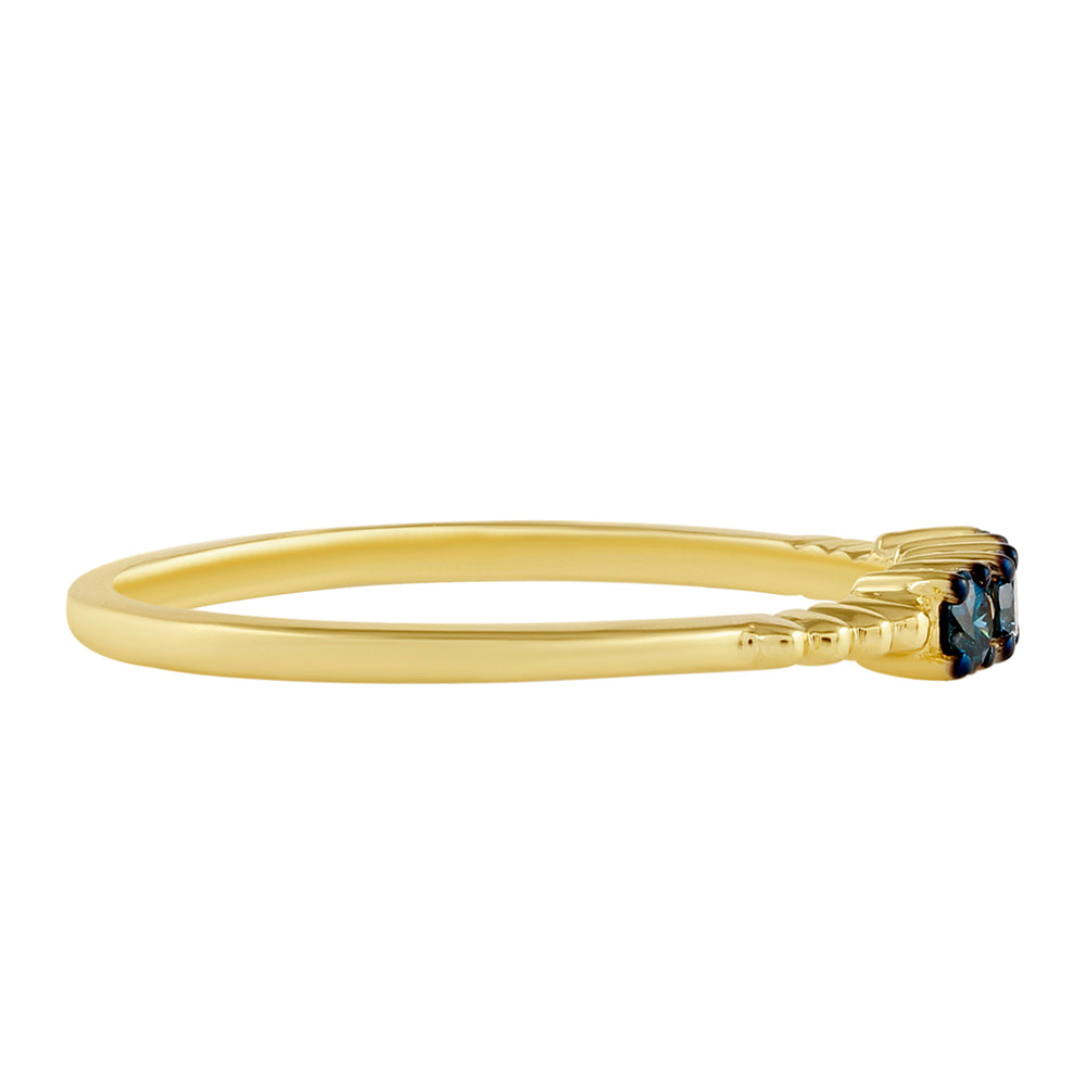 Anillo de Plata Bañada en Oro con Diamante Azul 2 