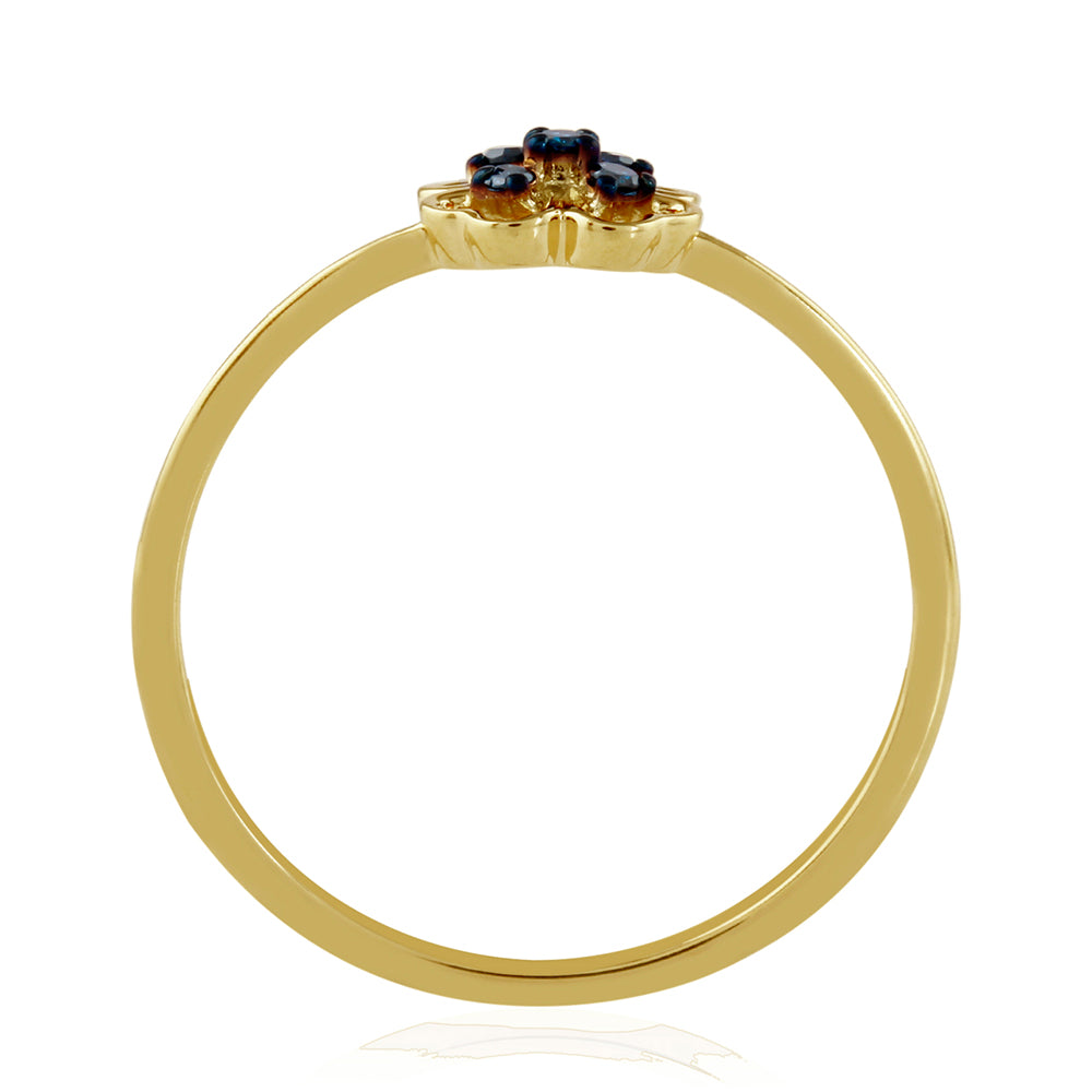 Anillo de Plata Bañada en Oro con Diamante Azul 4 