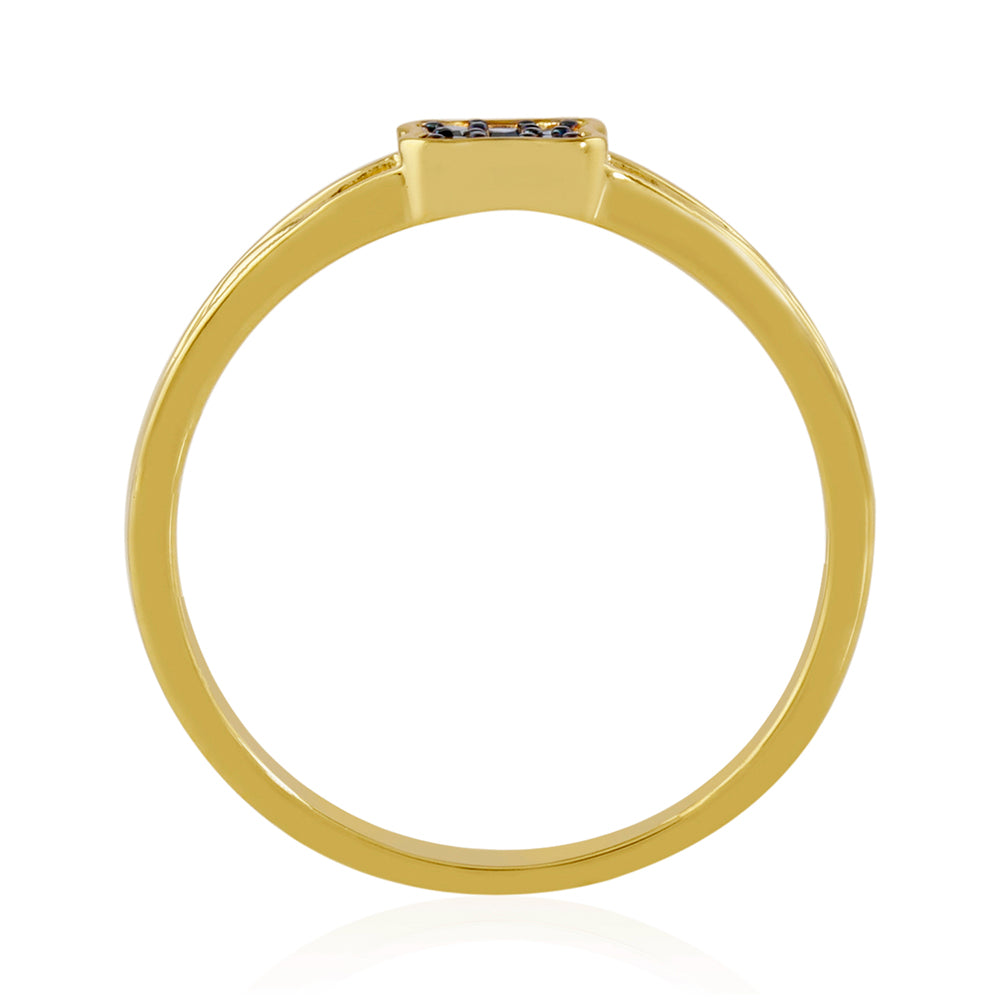 Anillo de Plata Bañada en Oro con Diamante Azul 4 