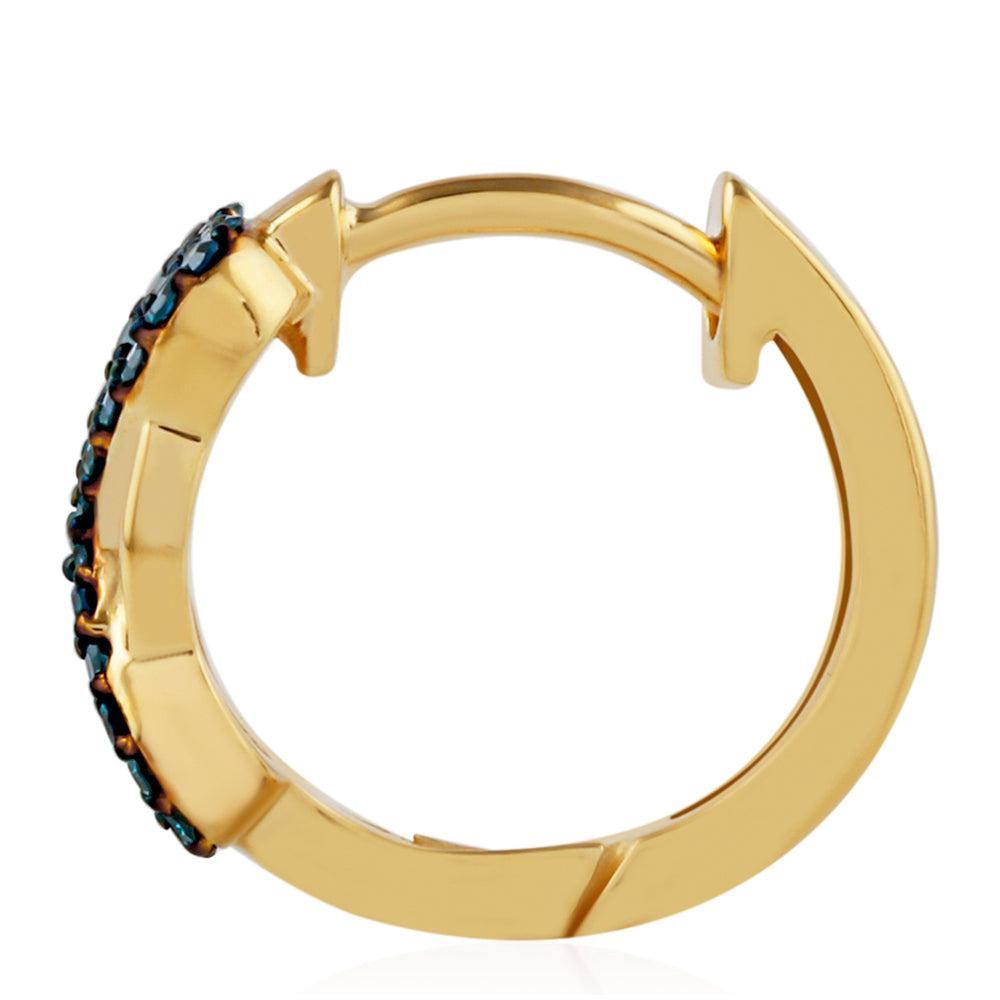Pendientes de Plata Bañada en Oro con Diamante Azul 2 