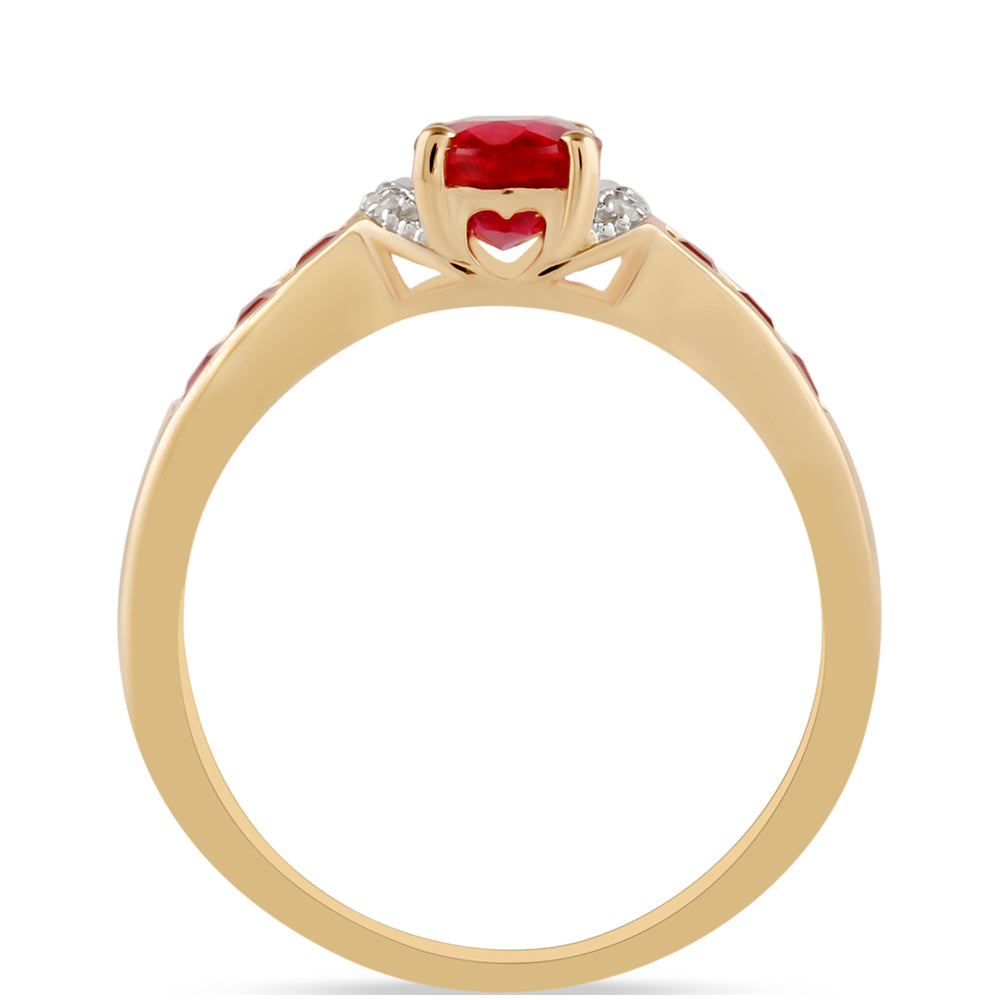 Anillo de Oro 9K con Rubí de Madagascar y Zircón Blanco 4 