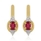 Pendientes de Plata Bañada en Oro con Rubí de Tailandia y Topacio Blanco