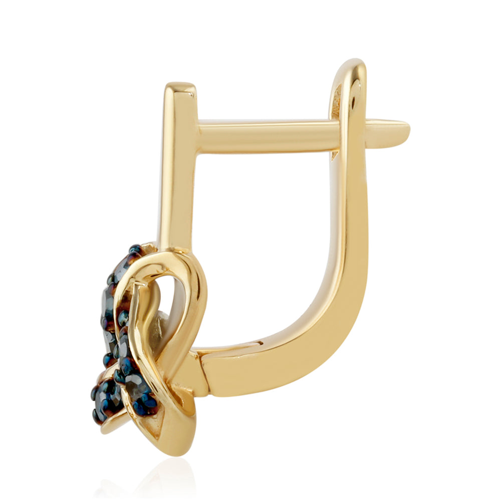 Pendientes de Plata Bañada en Oro con Diamante Azul 2 