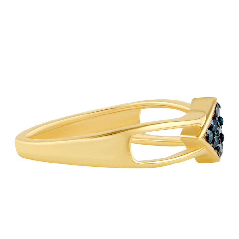 Anillo de Plata Bañada en Oro con Diamante Azul 2 