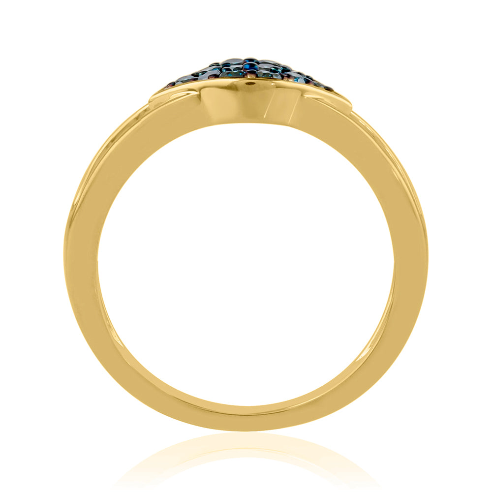Anillo de Plata Bañada en Oro con Diamante Azul 4 