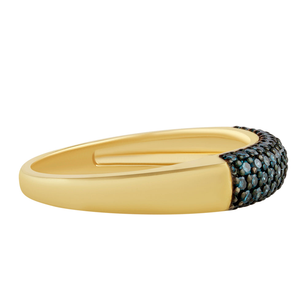 Anillo de Plata Bañada en Oro con Diamante Azul 2 