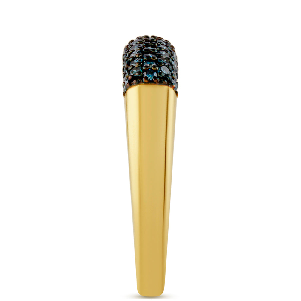 Anillo de Plata Bañada en Oro con Diamante Azul
