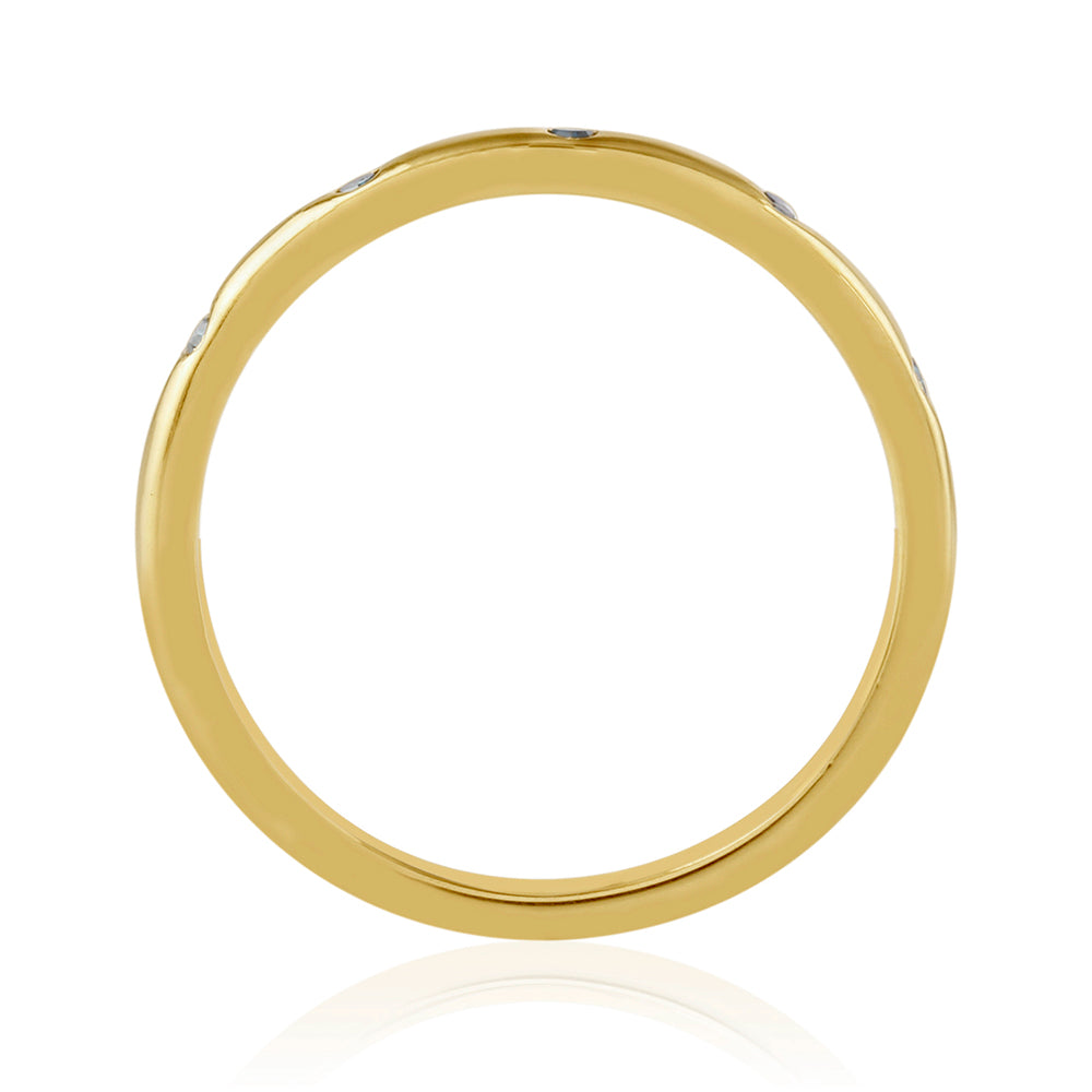 Anillo de Plata Bañada en Oro con Diamante Azul