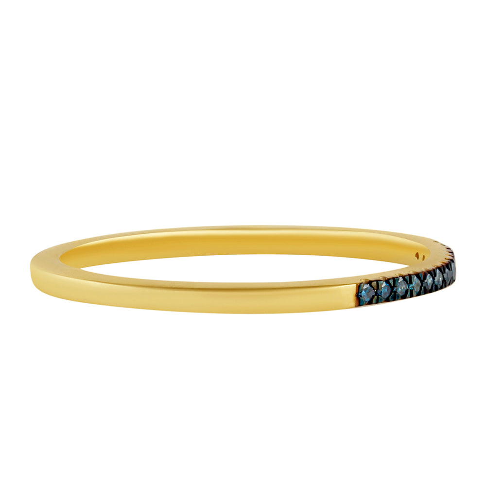 Anillo de Plata Bañada en Oro con Diamante Azul
