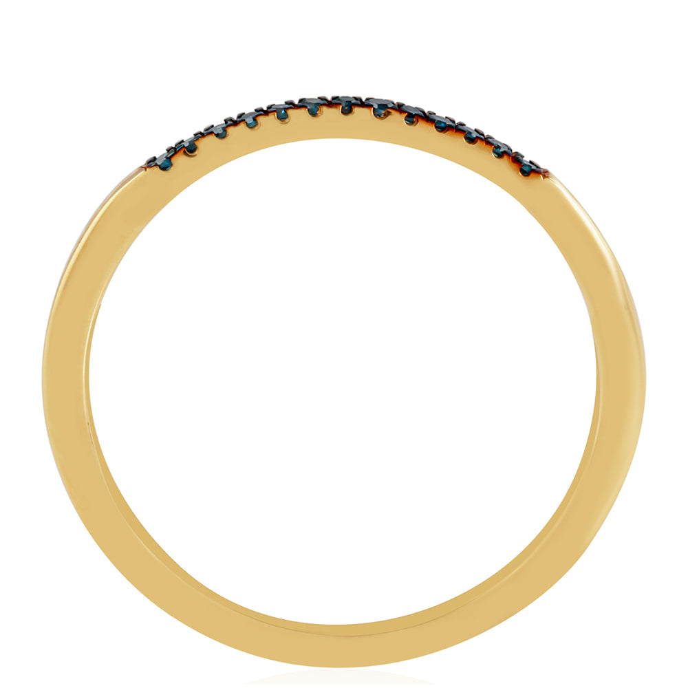 Anillo de Plata Bañada en Oro con Diamante Azul 4 
