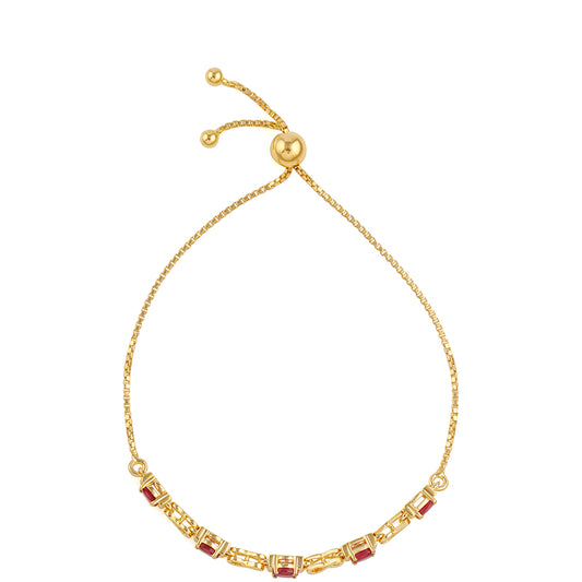 Pulsera de Plata Bañada en Oro con Rubí de Tailandia