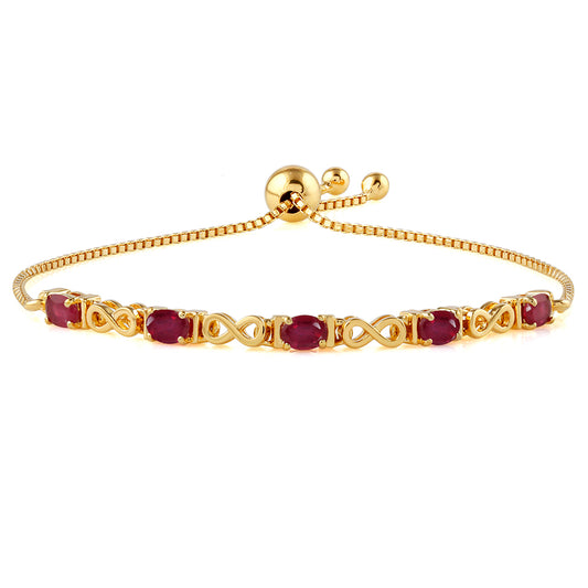 Pulsera de Plata Bañada en Oro con Rubí de Tailandia