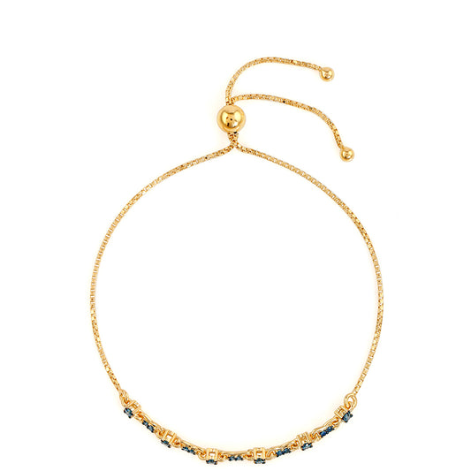 Pulsera de Plata Bañada en Oro con Diamante Azul