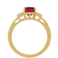 Anillo de Plata Bañada en Oro con Rubí de Tailandia y Topacio Blanco