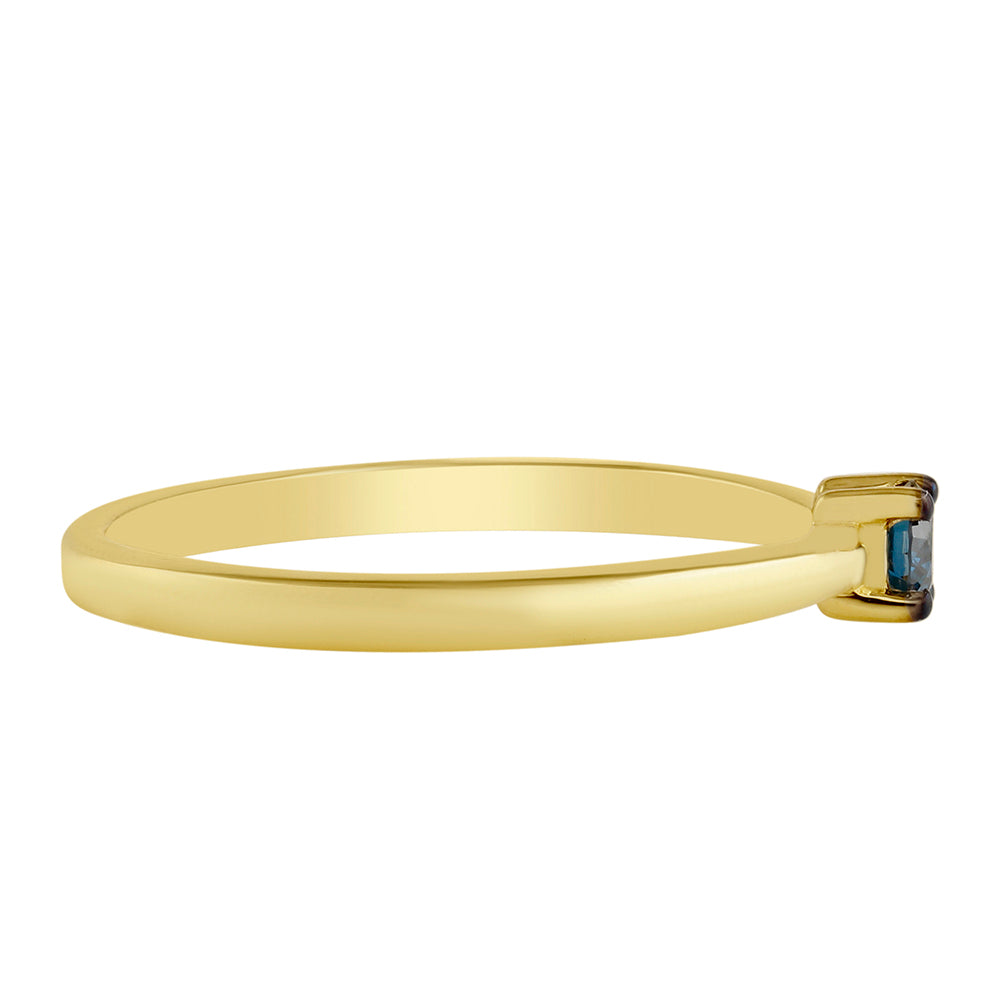 Anillo de Plata Bañada en Oro con Diamante Azul 2 