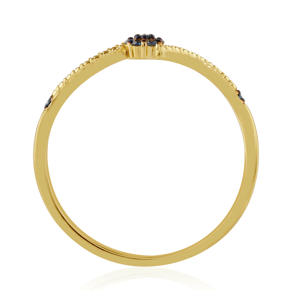 Anillo de Plata Bañada en Oro con Diamante Azul 2 
