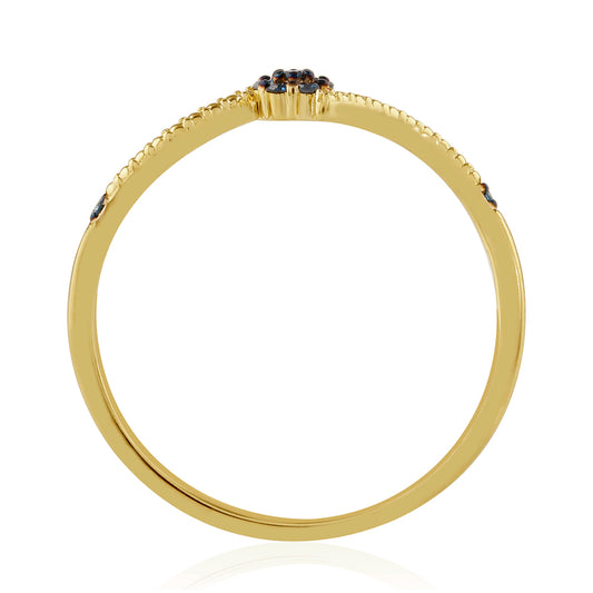 Anillo de Plata Bañada en Oro con Diamante Azul