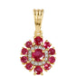 Colgante de Plata Bañada en Oro con Rubí de Tailandia y Topacio Blanco
