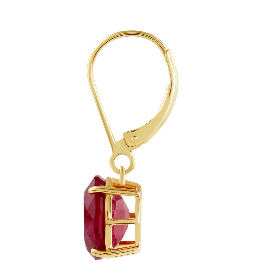 Pendientes de Plata Bañada en Oro con Rubí de Tailandia