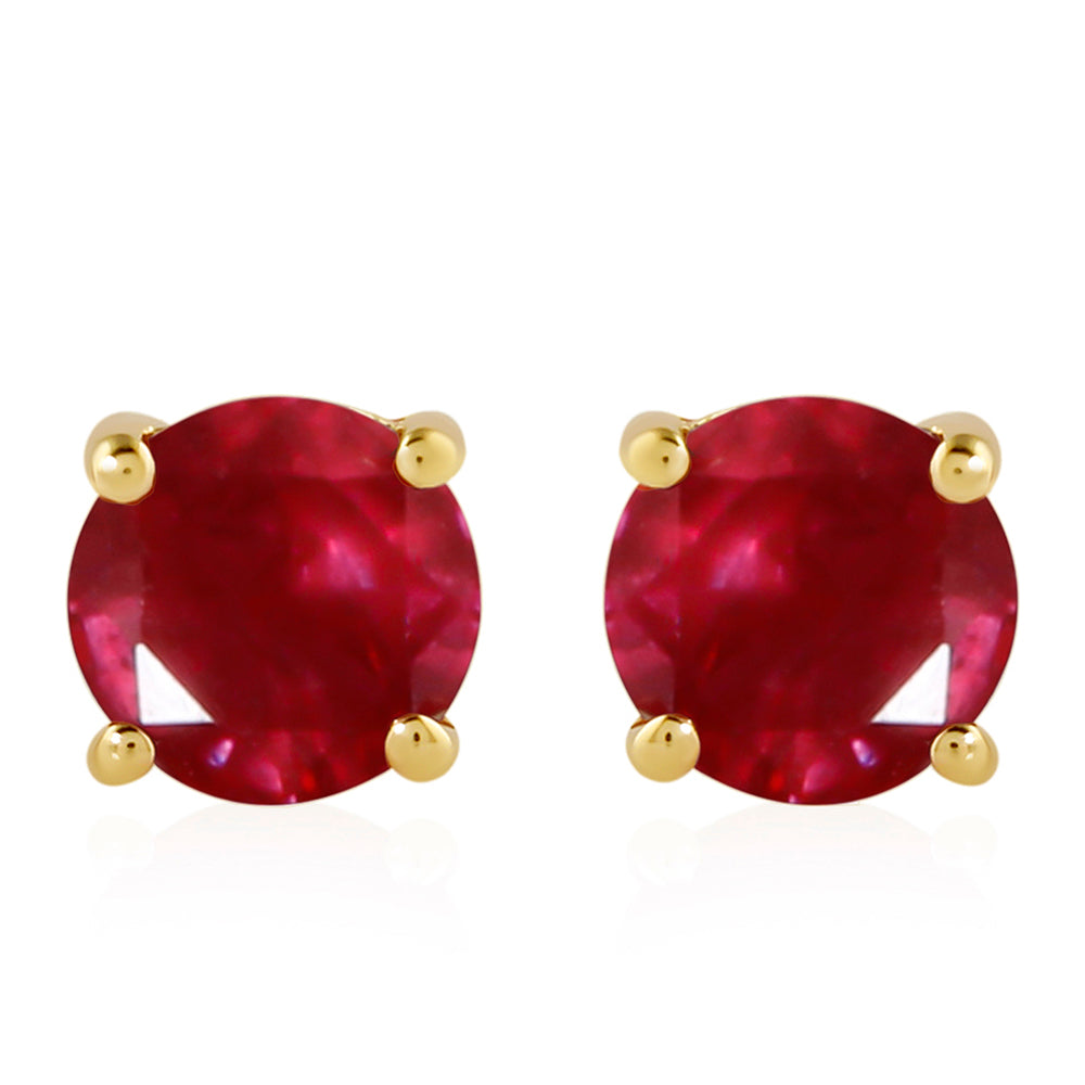 Pendientes de Plata Bañada en Oro con Rubí de Tailandia 1 